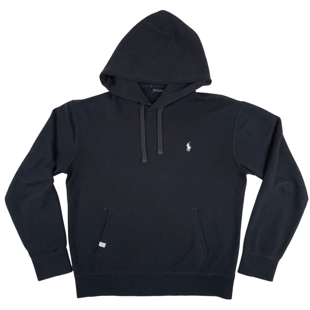 Polo Ralph Lauren Performance Hoodie Mens L Black Pullover Pony Logo